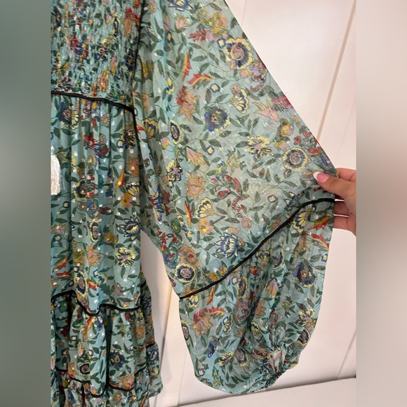 Free People metallic floral balloon sleeve dress - Picture 6 of 12